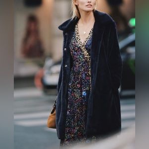 Anthropologie Maeve Morgan Black Floral Short Sleeve V Neck Midi Dress